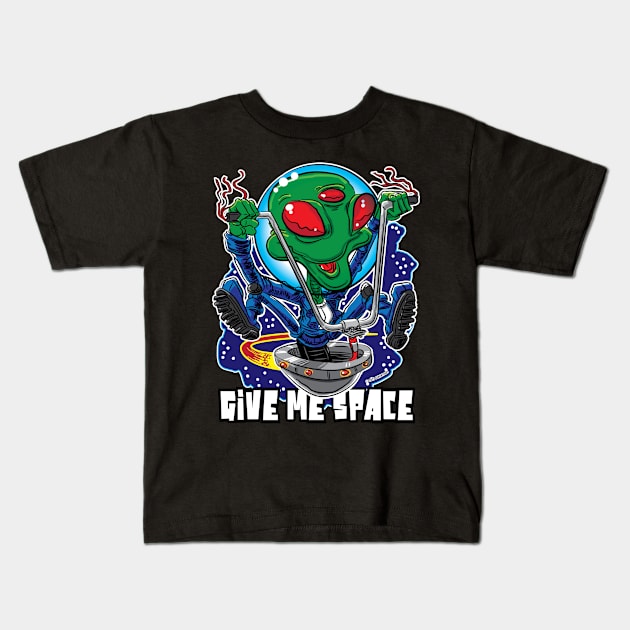 Give Me Space Alien UFO with Handlebars Kids T-Shirt by eShirtLabs